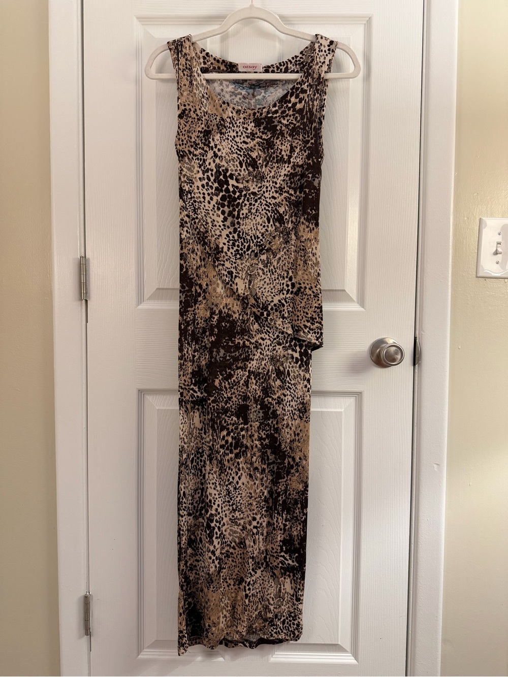 Y2K Orsay Leopard Print Sleeveless Bodycon Maxi Dress